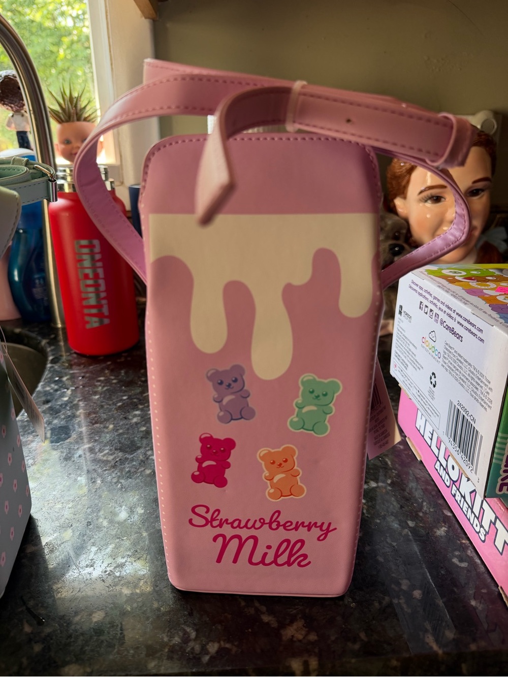 Pink Strawberry Milk Kids Crossbody Bag